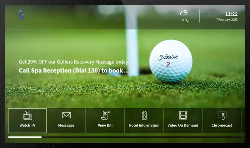 hotel tv screen golf offers